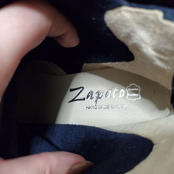 Navy Suede Block Heel Ankle Boot - Picture 6 of 16